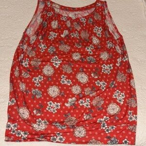 LOFT Coral and White Floral Blouse